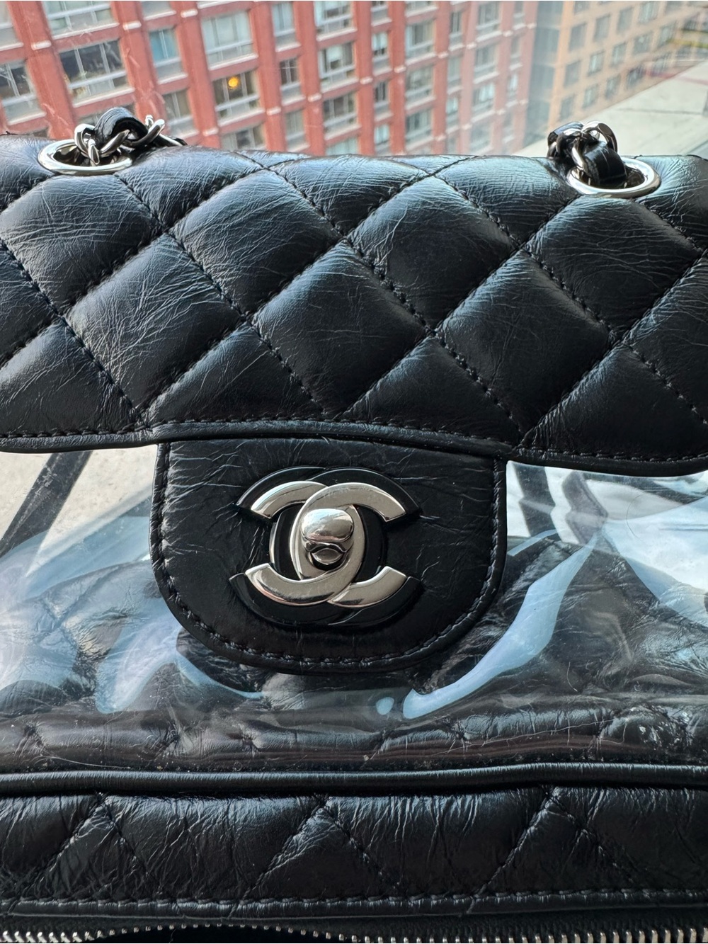 CHANEL Black Quilted PVC and Leather Crossbody/backpack with Chain Strap - Picture 4 of 5